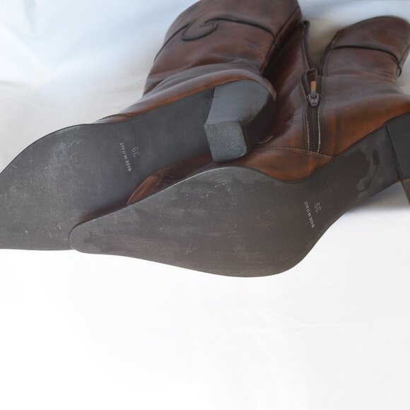 Tiffany Brown Leather High Heel Boots With Side Zipper - Italy - Picture 4 of 5